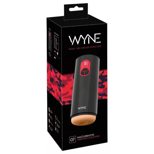 WYNE 07 - genopladelig, vibrerende og sugende masturbator (sort)