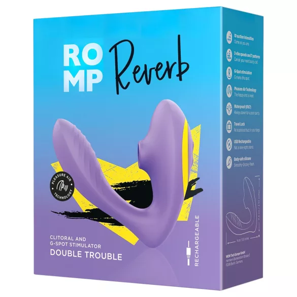 ROMP Reverb - luftbølget 2-i-1 G-punkts vibrator (lilla)