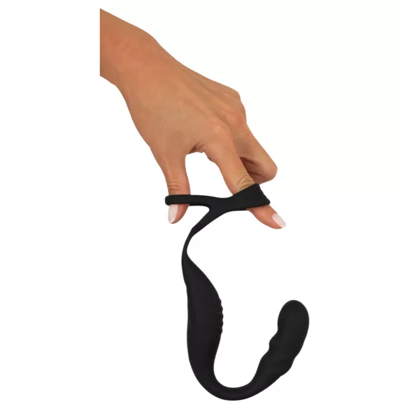 Rebel - prostatavibrator med penisring og kuglering - sort