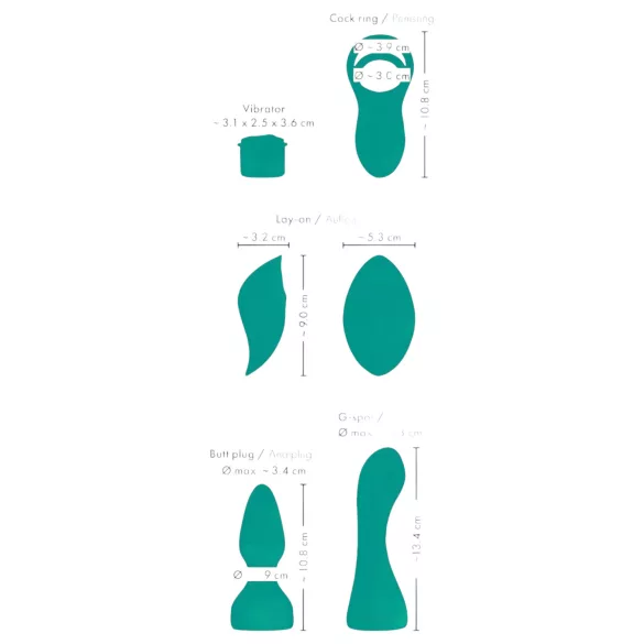 Couples Choice - 4-i-1 multifunktionel vibrator med fjernbetjening (turkis)