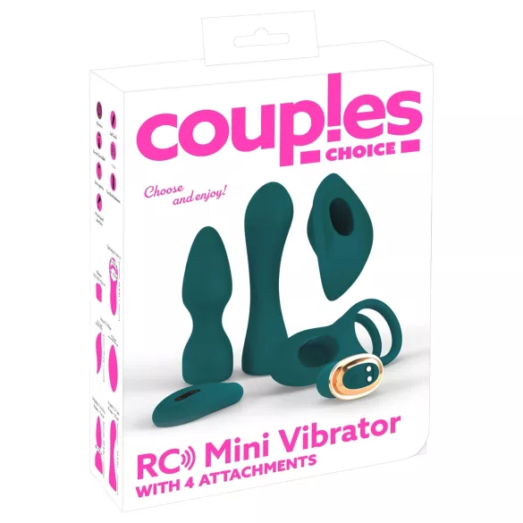 Couples Choice - 4-i-1 multifunktionel vibrator med fjernbetjening (turkis)