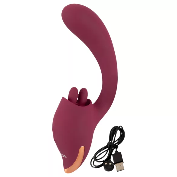 Javida - vibrator med tungefunktion 2i1 - rød