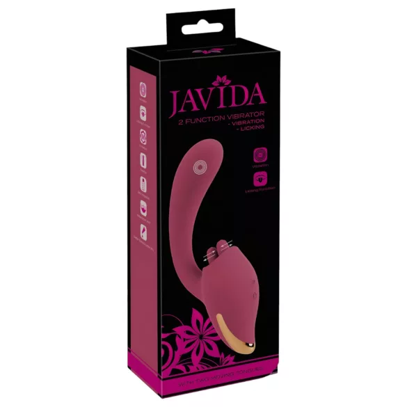 Javida - vibrator med tungefunktion 2i1 - rød