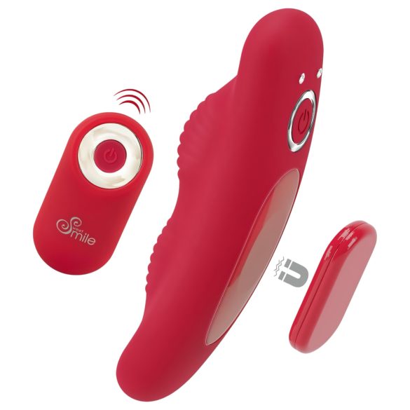 Smile - genopladelig radio-betjent trussevibrator (rød)