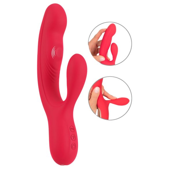 Smile Thumping Rabbit - genopladelig 3-motors vibrator (rød)