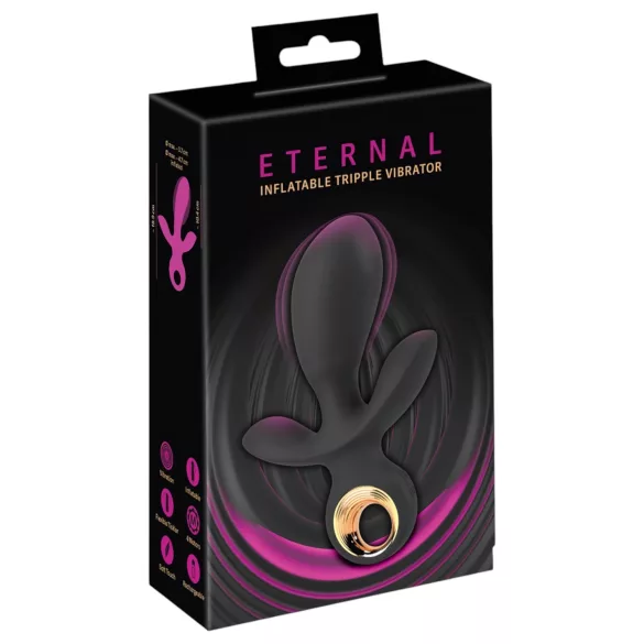 Eternal - oppustelig trippel vibrator - sort