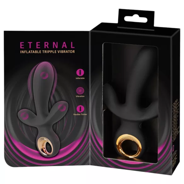 Eternal - oppustelig trippel vibrator - sort