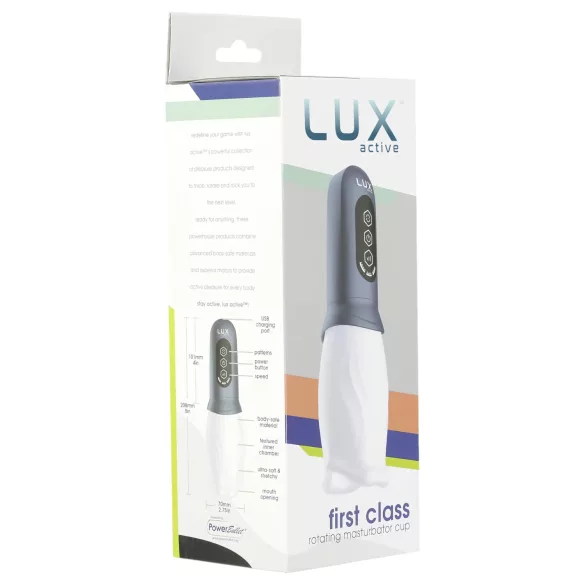 LUX Active First Class - masturbator med roterende hoved - hvid/grå