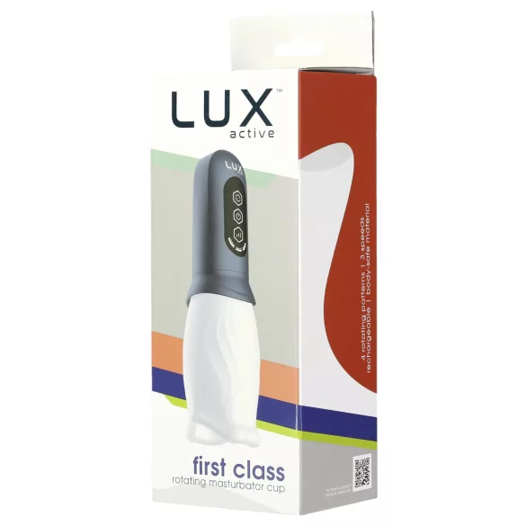 LUX Active First Class - masturbator med roterende hoved - hvid/grå