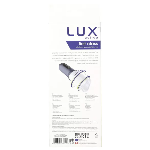 LUX Active First Class - masturbator med roterende hoved - hvid/grå