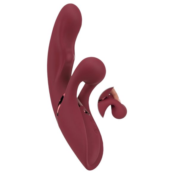 Javida 2-i-1 Rabbit - genopladelig klitoris vibrator (rød)