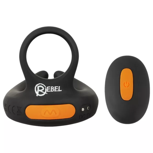 Rebel - vibrerende penisring og kuglevibrator - sort