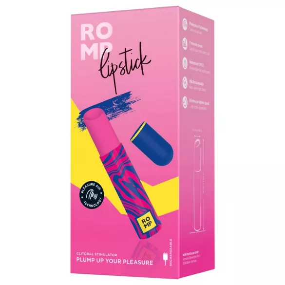 ROMP Lipstick - klitoris stimulator med lufttryk - genopladelig - pink