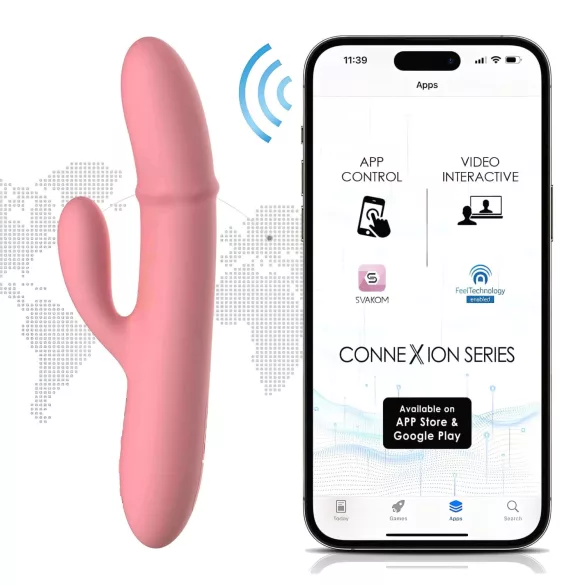 Svakom Mora Neo - App-styret vibrator med perler og klitorisarm (pink)