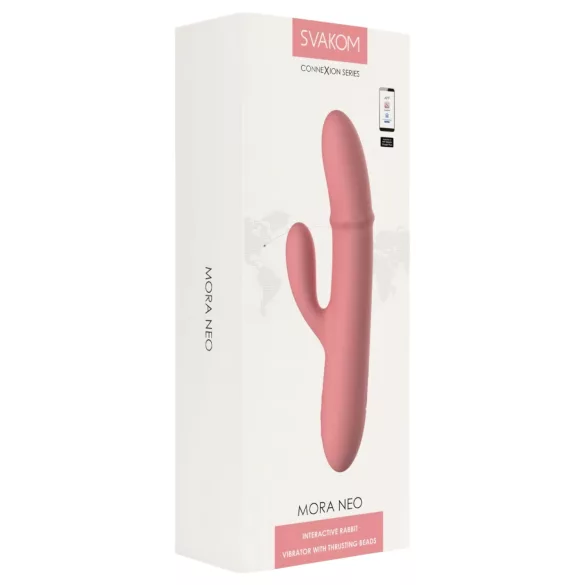 Svakom Mora Neo - App-styret vibrator med perler og klitorisarm (pink)