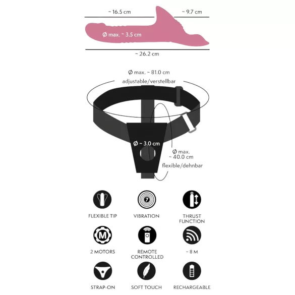 You2Toys - strap-on vibrator sæt - rød