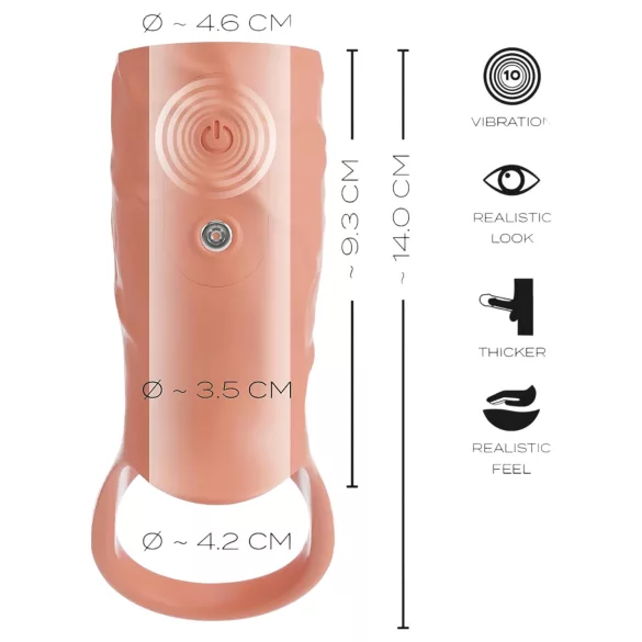 Realistixxx - åben vibrator penismanchet - natur