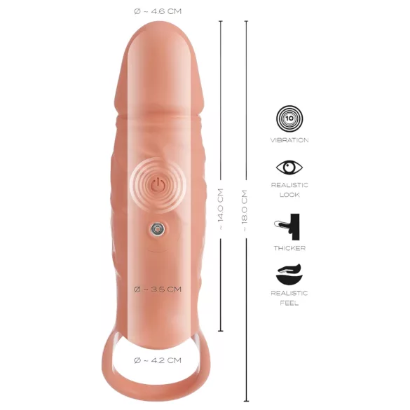 Realistixxx - penishylster med penisring og vibration - natur