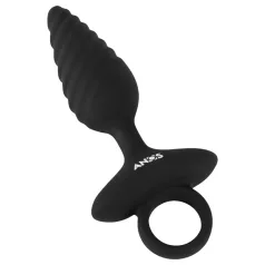 ANOS - analplug med vibration - ribbet - sort