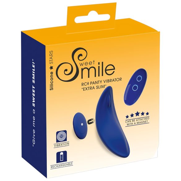 Smile - ekstra tynd fjernbetjent trussevibrator (blå)