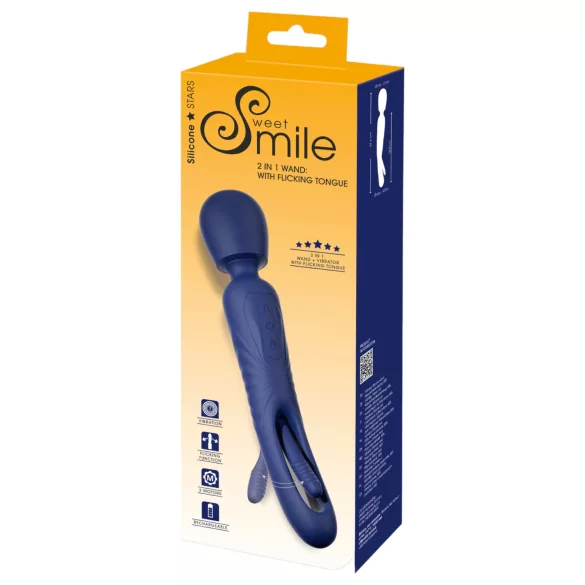 Smile - 2i1 tunge vibrator massager - blå