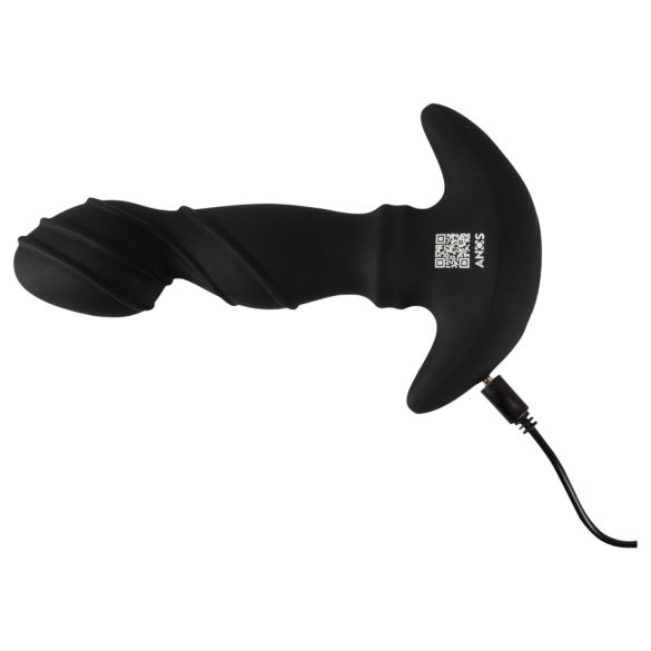 ANOS - prostatavibrator med bevægelig ring - sort