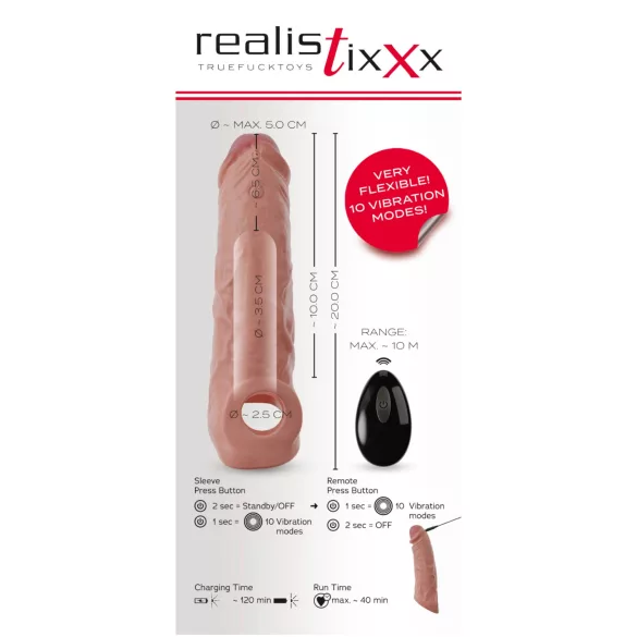 Realistixxx - penisærme med fjernbetjening - natur - 20cm