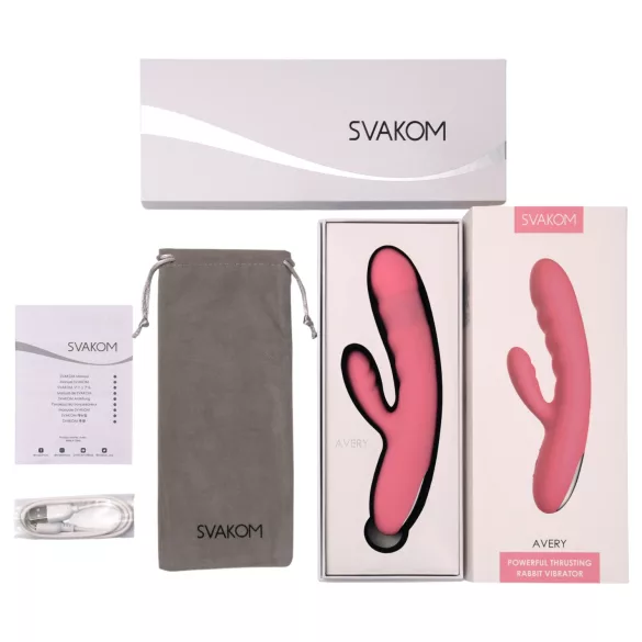 Svakom Avery - batteridrevet rabbit vibrator - thrust - pink