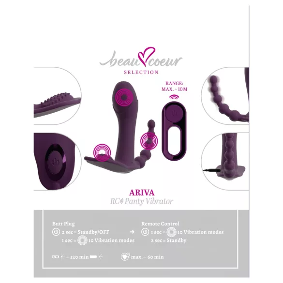 Beau Coeur Ariva - trussevibrator 3i1 - lilla