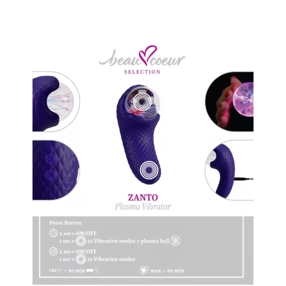 Beau Coeur Zanto - vibrator med plasmaeffekt - blå