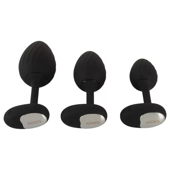 ANOS - vibratorisk analplug sæt - sort