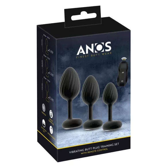 ANOS - vibratorisk analplug sæt - sort