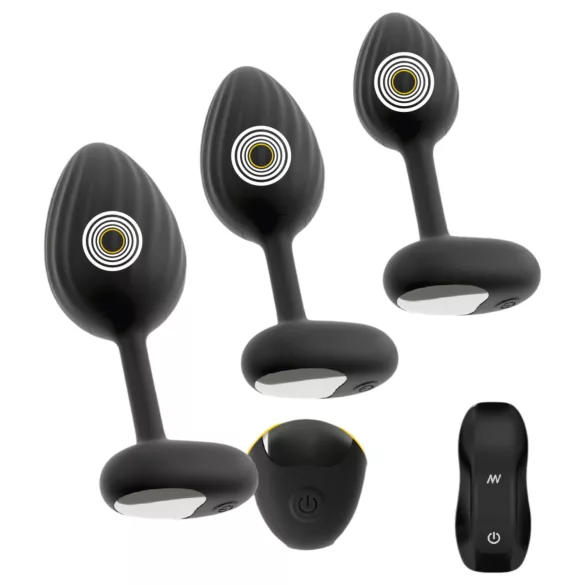 ANOS - vibratorisk analplug sæt - sort