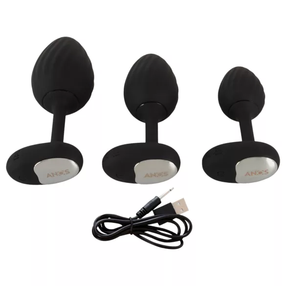 ANOS - vibratorisk analplug sæt - sort