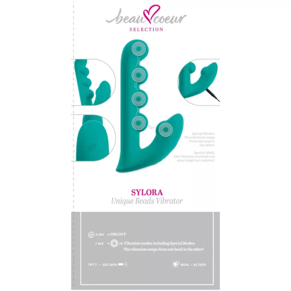 Beau Coeur Sylora - perlebesat 2-i-1 vibrator (grøn)