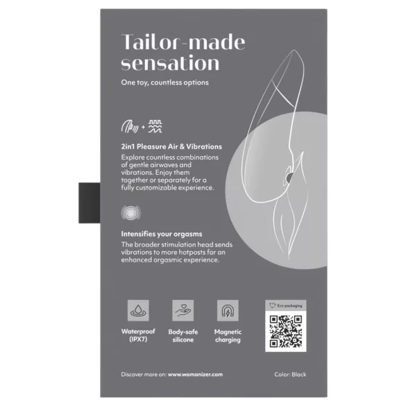 Womanizer Enhance 2-i-1 luftbølget klitorisstimulator + vibrator (sort)