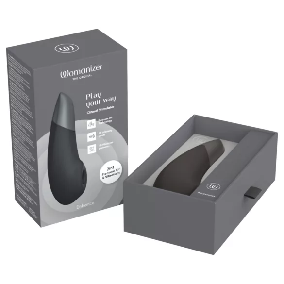 Womanizer Enhance 2-i-1 luftbølget klitorisstimulator + vibrator (sort)