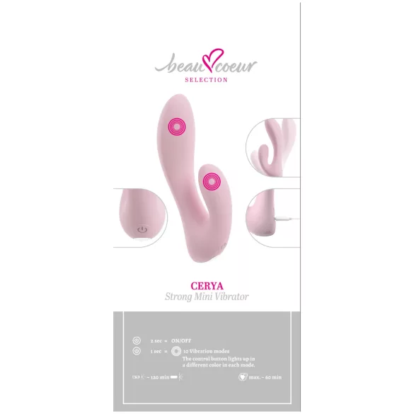 Beau Coeur Cerya - mini klitorisvibrator med arm - lyserød