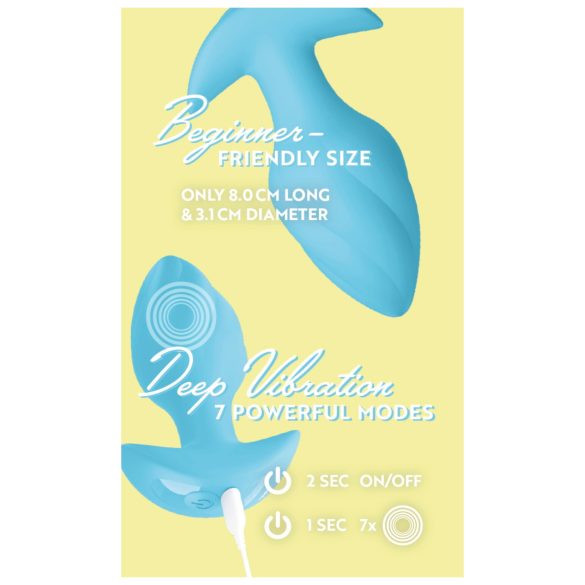 Cuties Mini - analplug vibrator - silikone - blå