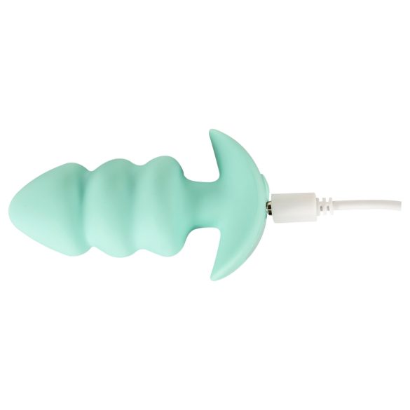 Cuties Mini - analplug med kugler - vibrator - grøn