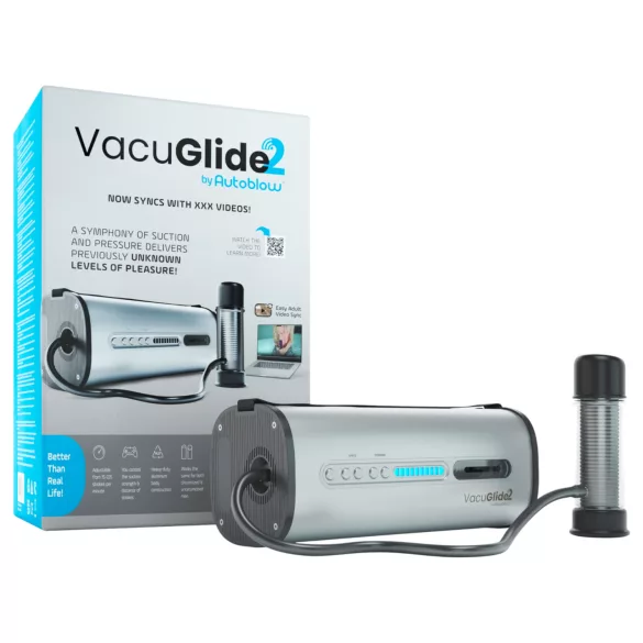 VacuGlide 2 - automatisk, netdrevet luksus masturbator til mænd (sølv)