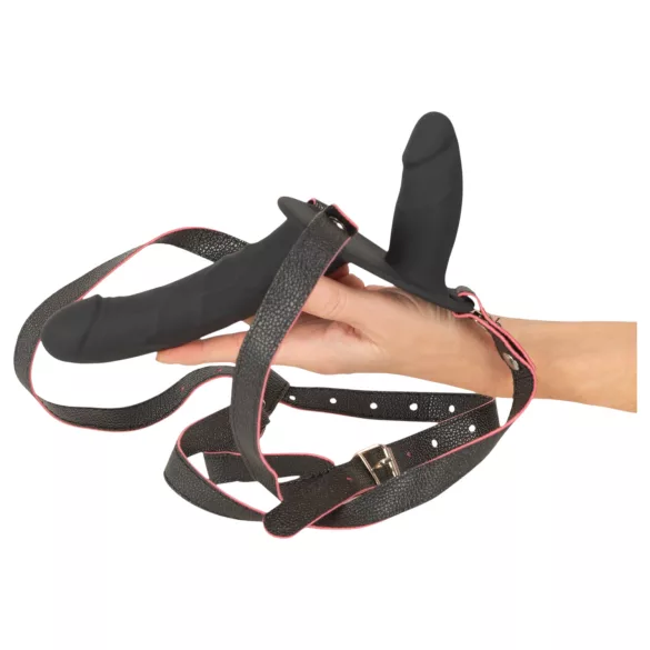 You2Toys - fjernbetjent dobbelt strap-on vibrator (sort)