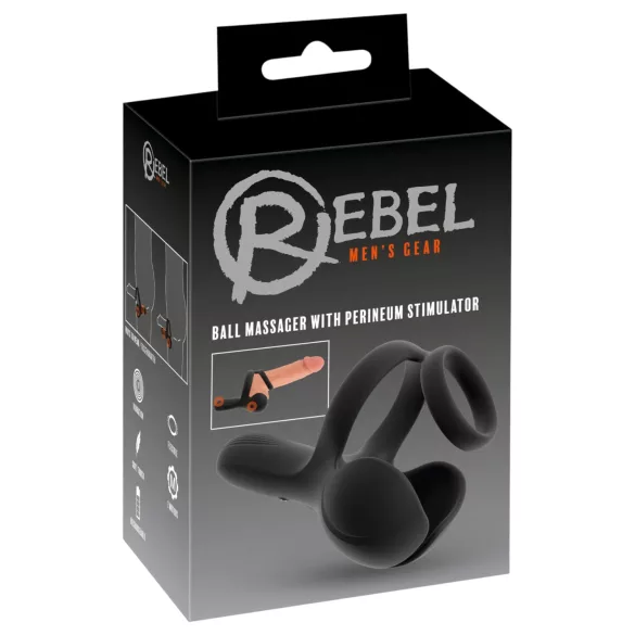 Rebel - vibrerende penisring med kugle- og mellemkødsstimulation (sort)