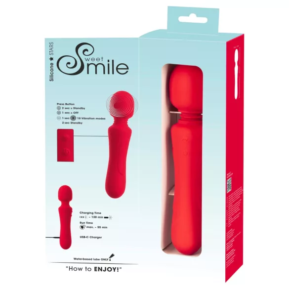Sweet Smile - genopladelig, vandtæt wand-vibrator (rød)