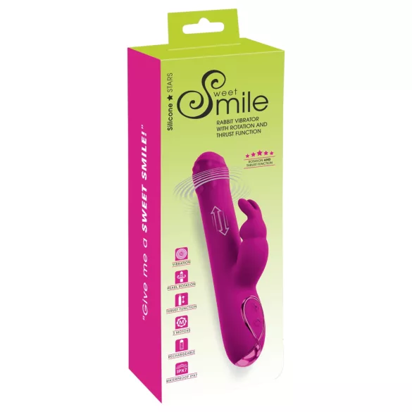 Sweet Smile - stødevibrator med roterende klitorishåndtag (pink)