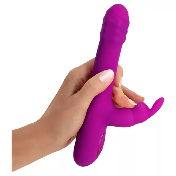Sweet Smile - stødevibrator med roterende klitorishåndtag (pink)