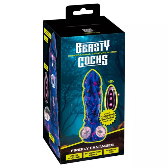 Beasty Cocks Firefly Fantasies - fantasivibrator med varme- og thrustfunktion (blå) - 23,4 cm