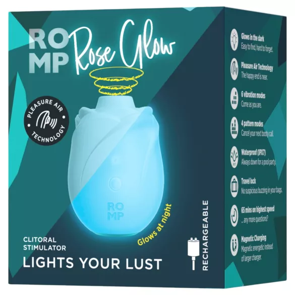 ROMP Rose Glow - luftbølget klitorisstimulator (blå)