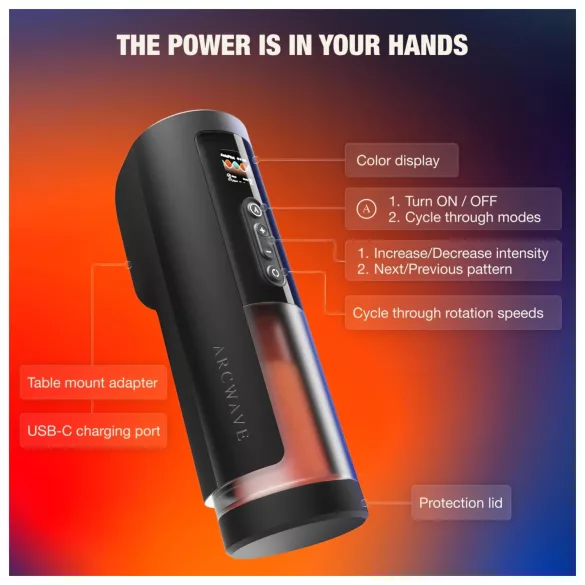 Arcwave Thruster - stødende og roterende automatisk masturbator (sort)