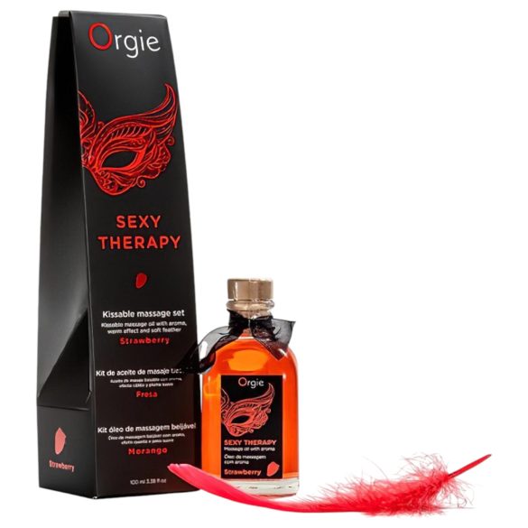 Orgie Sexy Therapy - massagolie-sæt - jordbær